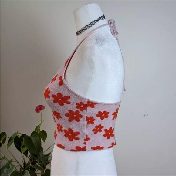 L.A. Hearts Pink Red Malibu Barbie Valentines Halter Knit Tank Crop Top Medium - Picture 3 of 8